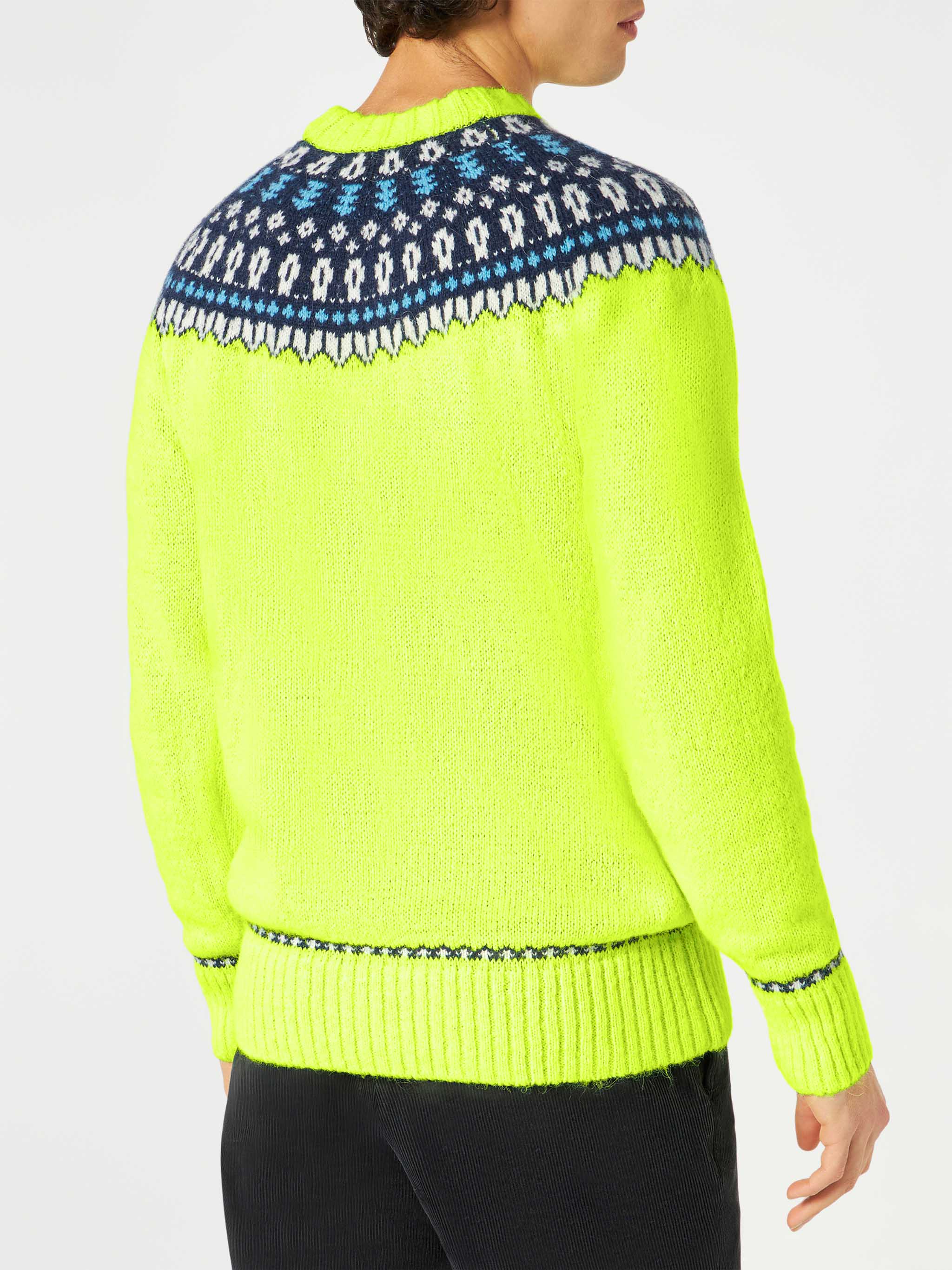 Crewneck Sweater Heron Blended Alpaca With Fair-Isle Jacquard