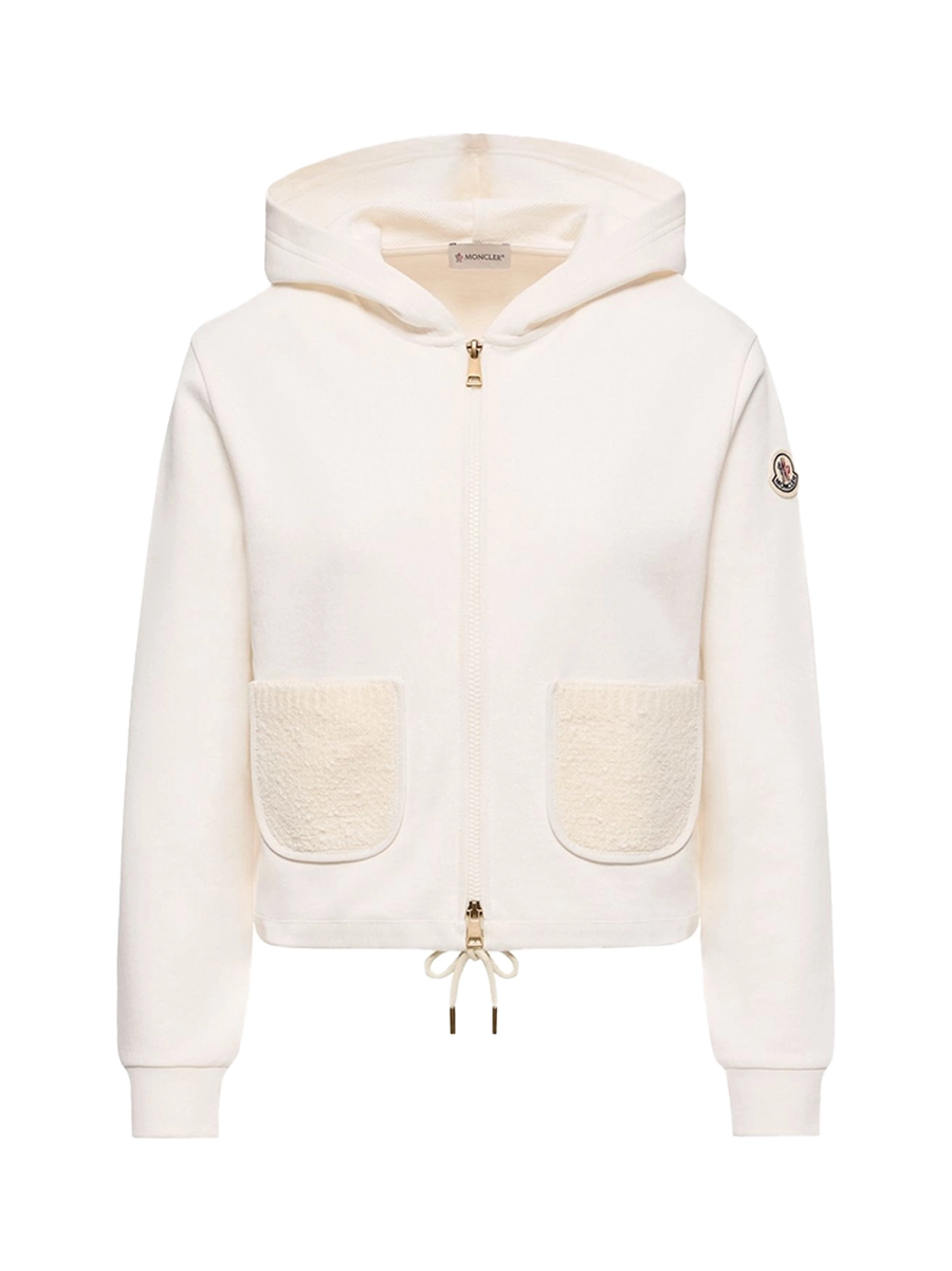 Moncler Women Cotton Blend Zip-Up Sweatshirt White >> Rtw Hoodie
