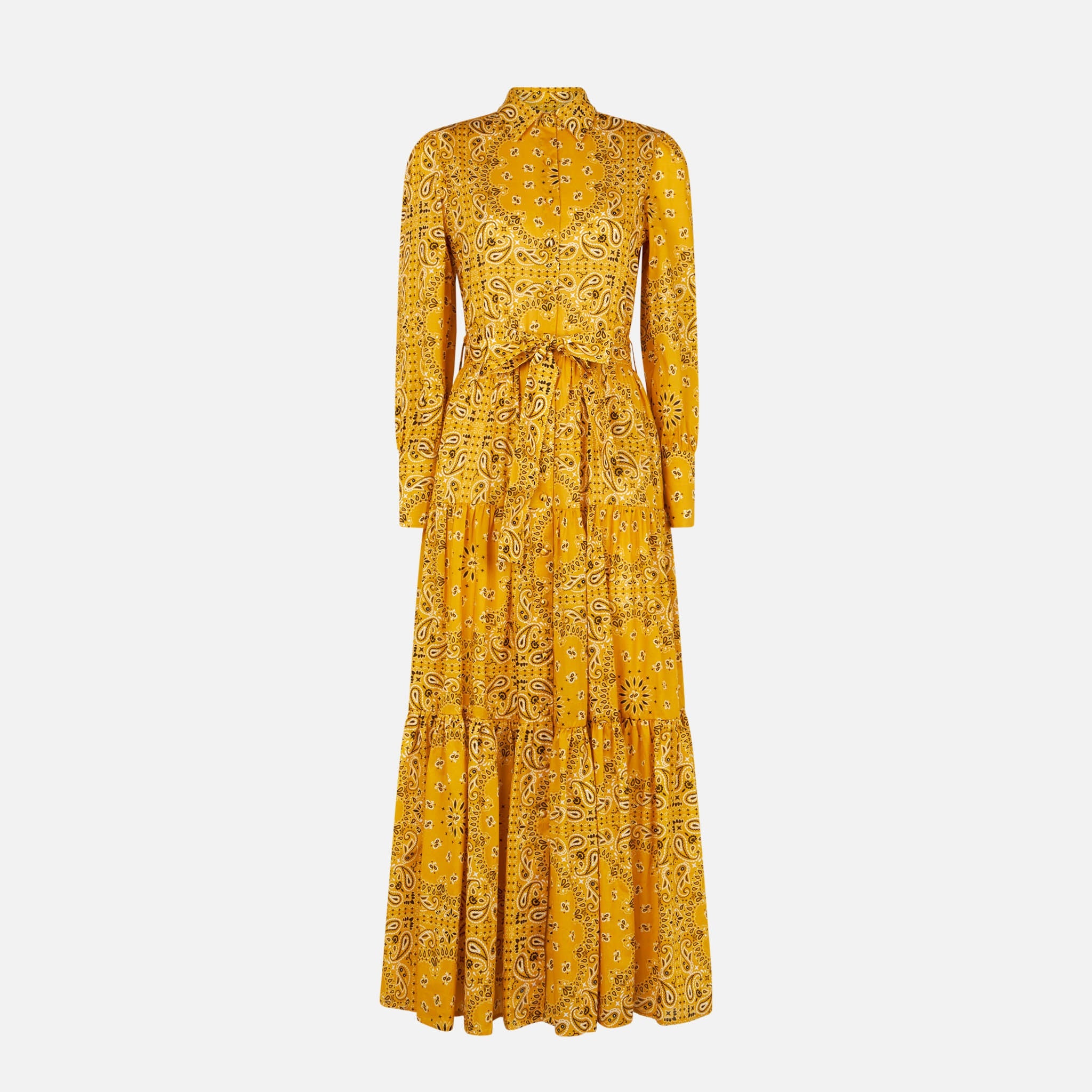 Ochre Jensen Cotton Long Dress With Bandana Print Yellow