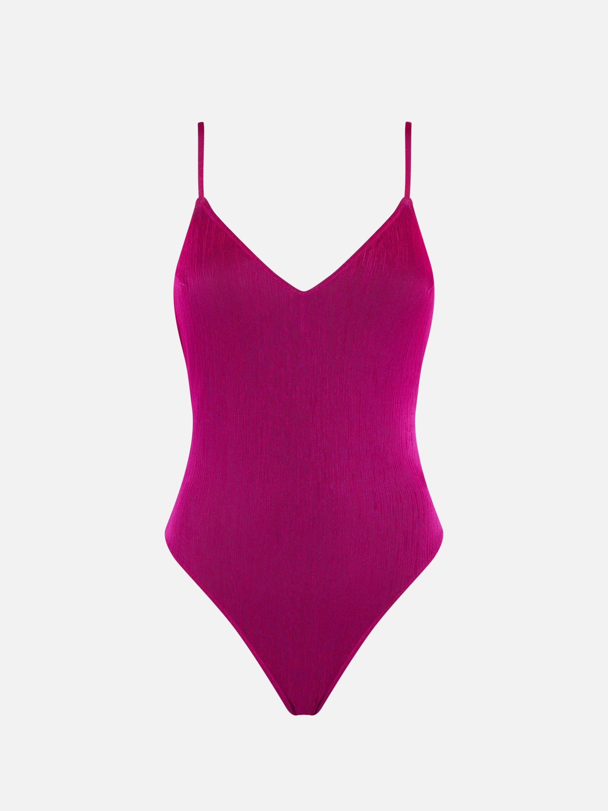 V Neck Fuchsia Fluo One Piece Pink