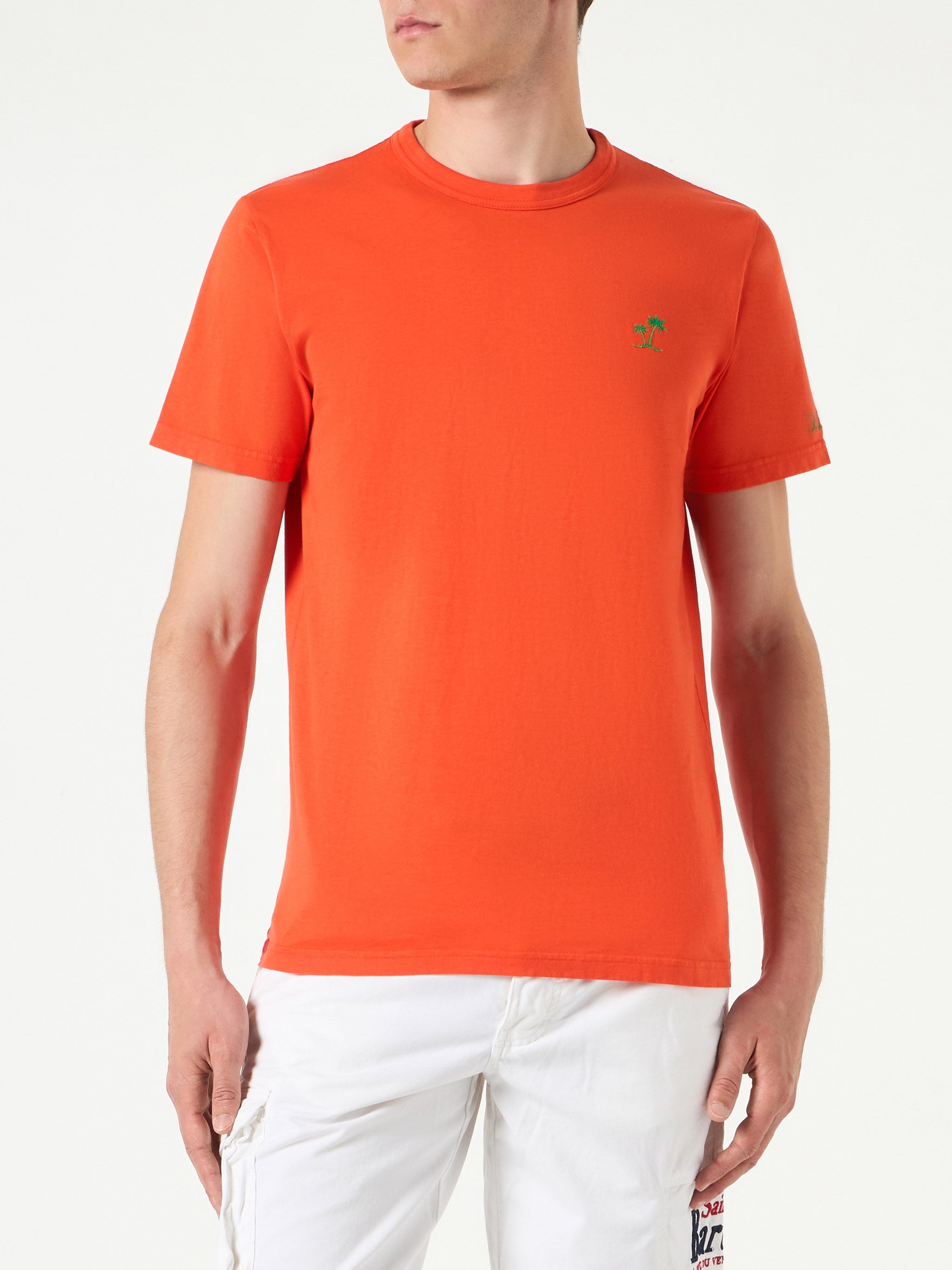 Man Orange Cotton T-Shirt