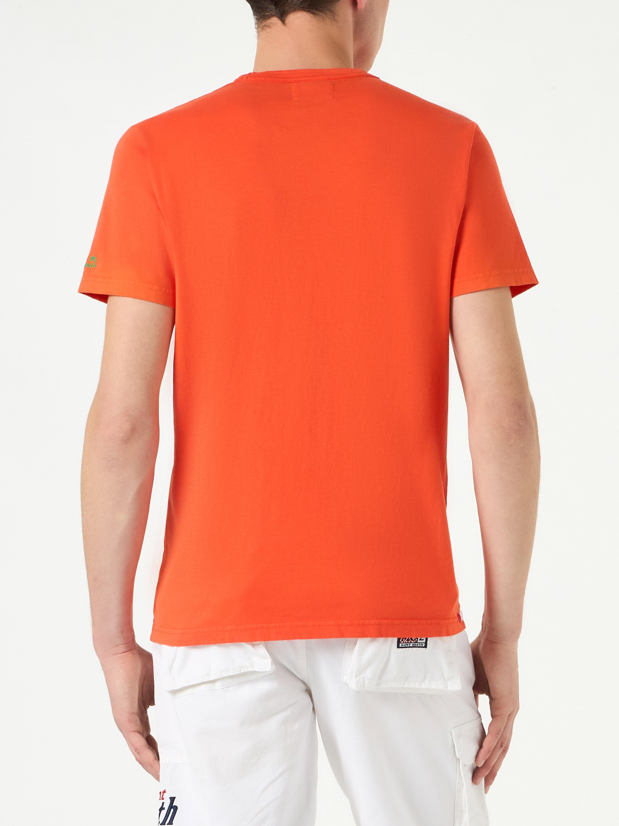 Man Orange Cotton T-Shirt