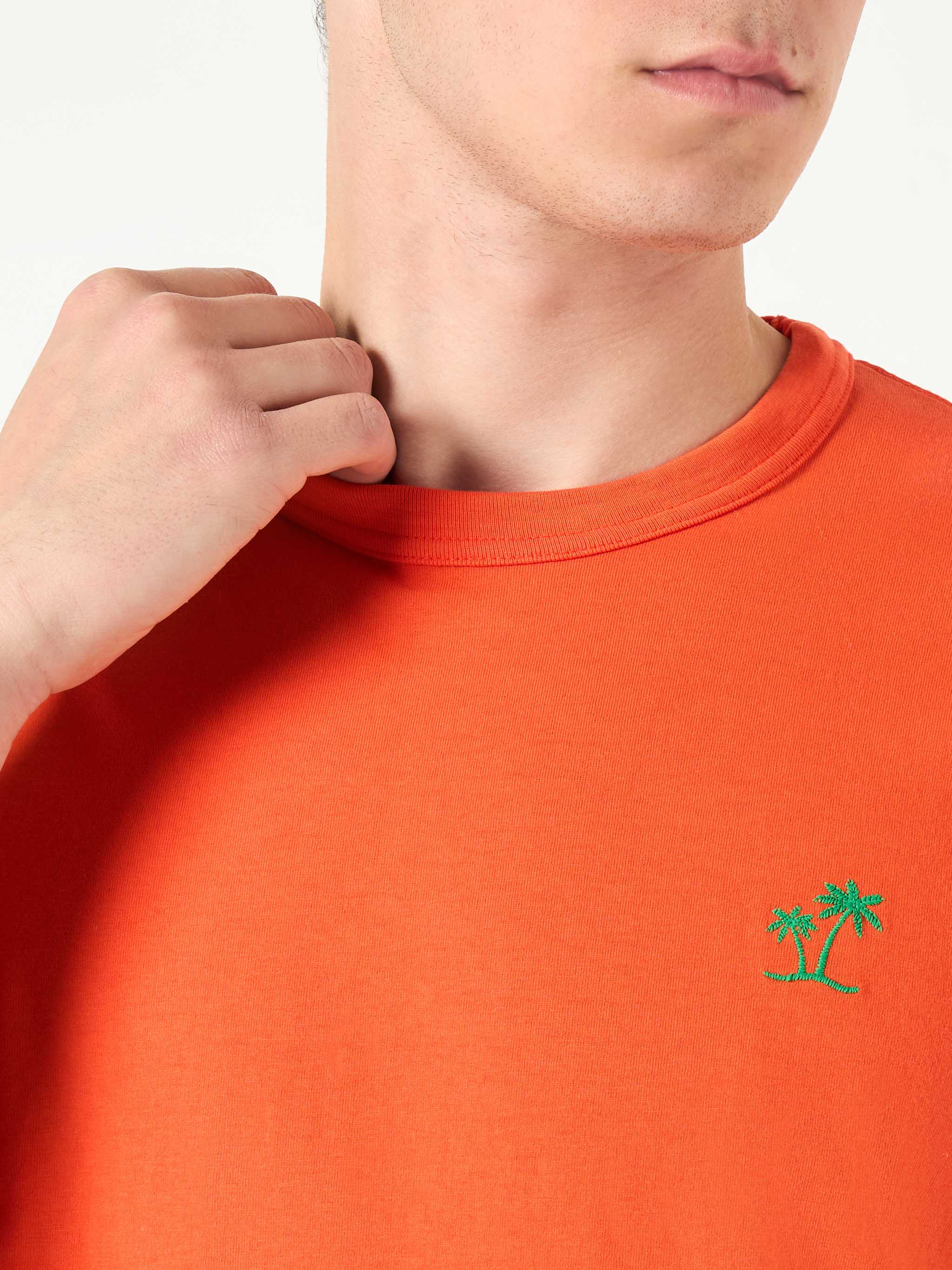 Man Orange Cotton T-Shirt