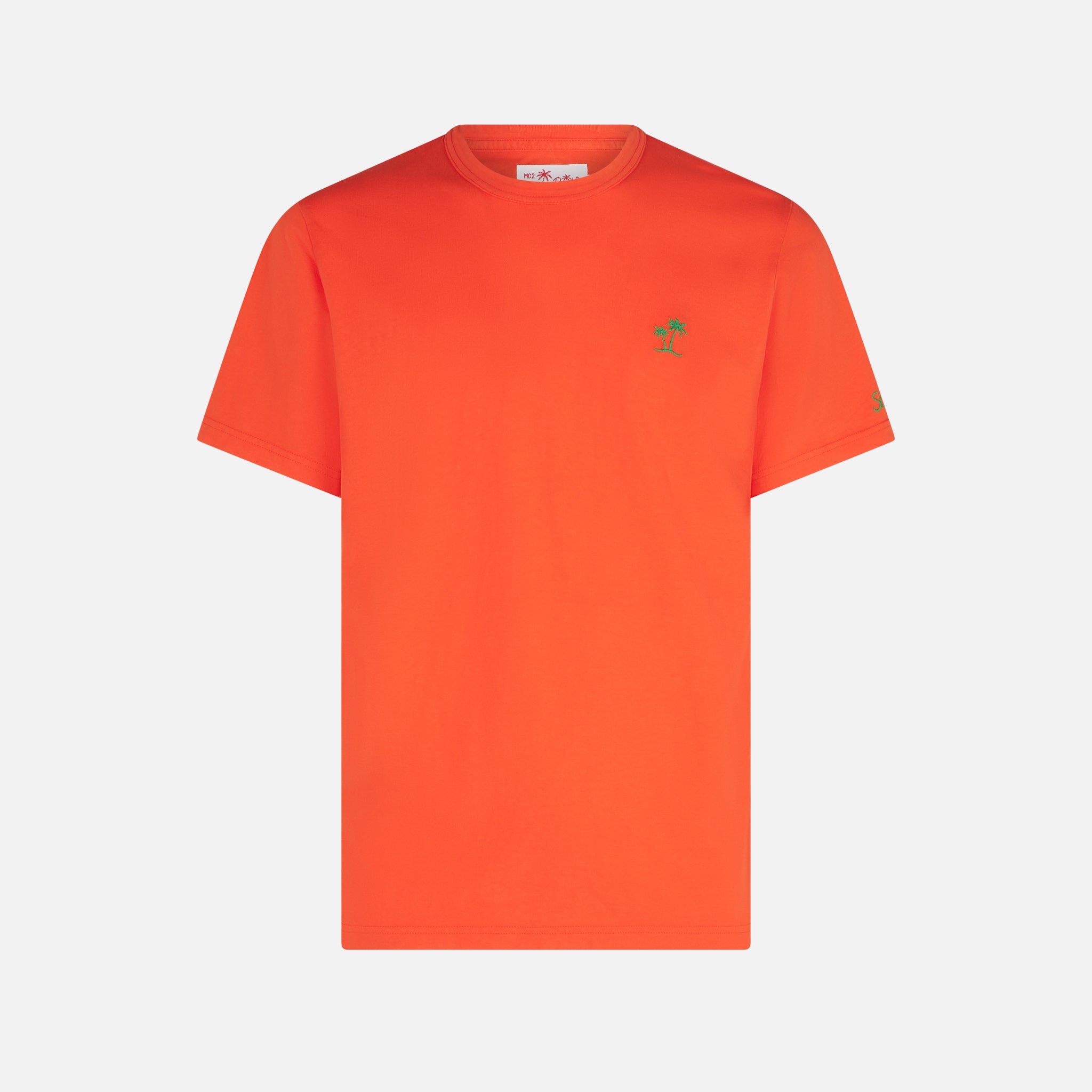 Man Orange Cotton T-Shirt