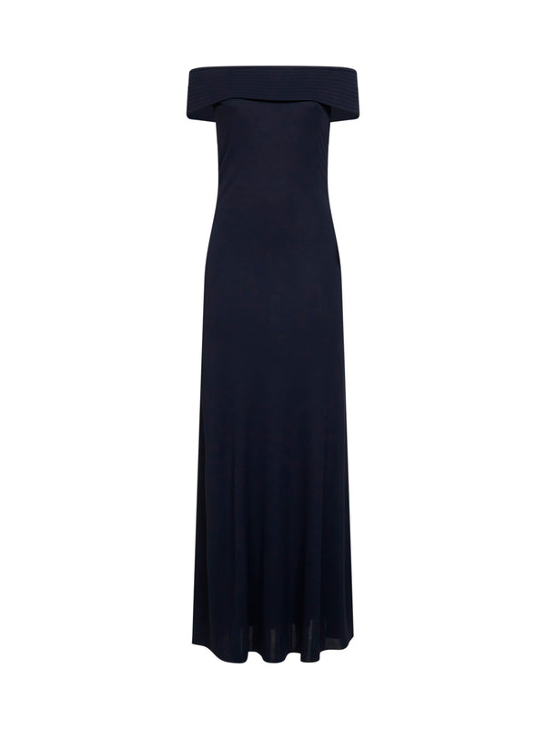 Dress Off-The-Shoulder Jersey Blue Viscose