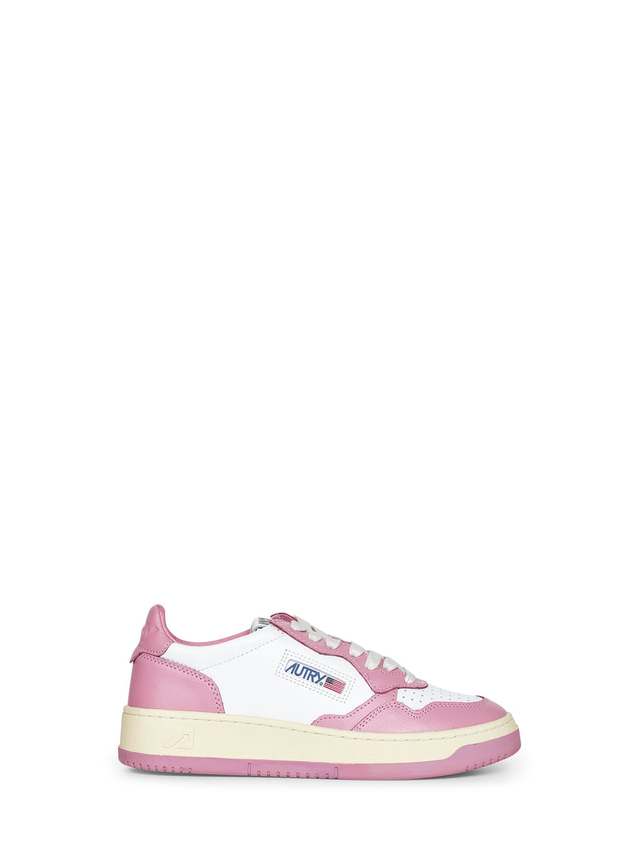 Two-Tone Leather Medalist Low Sneakers White/pink Calf Trainers