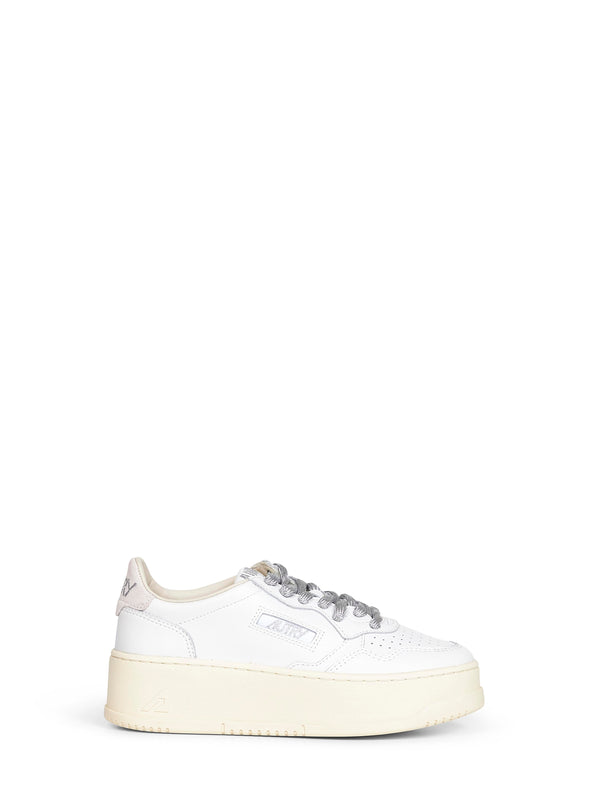 White Leather Platform Sneakers Furs & Skins - Calf Trainers