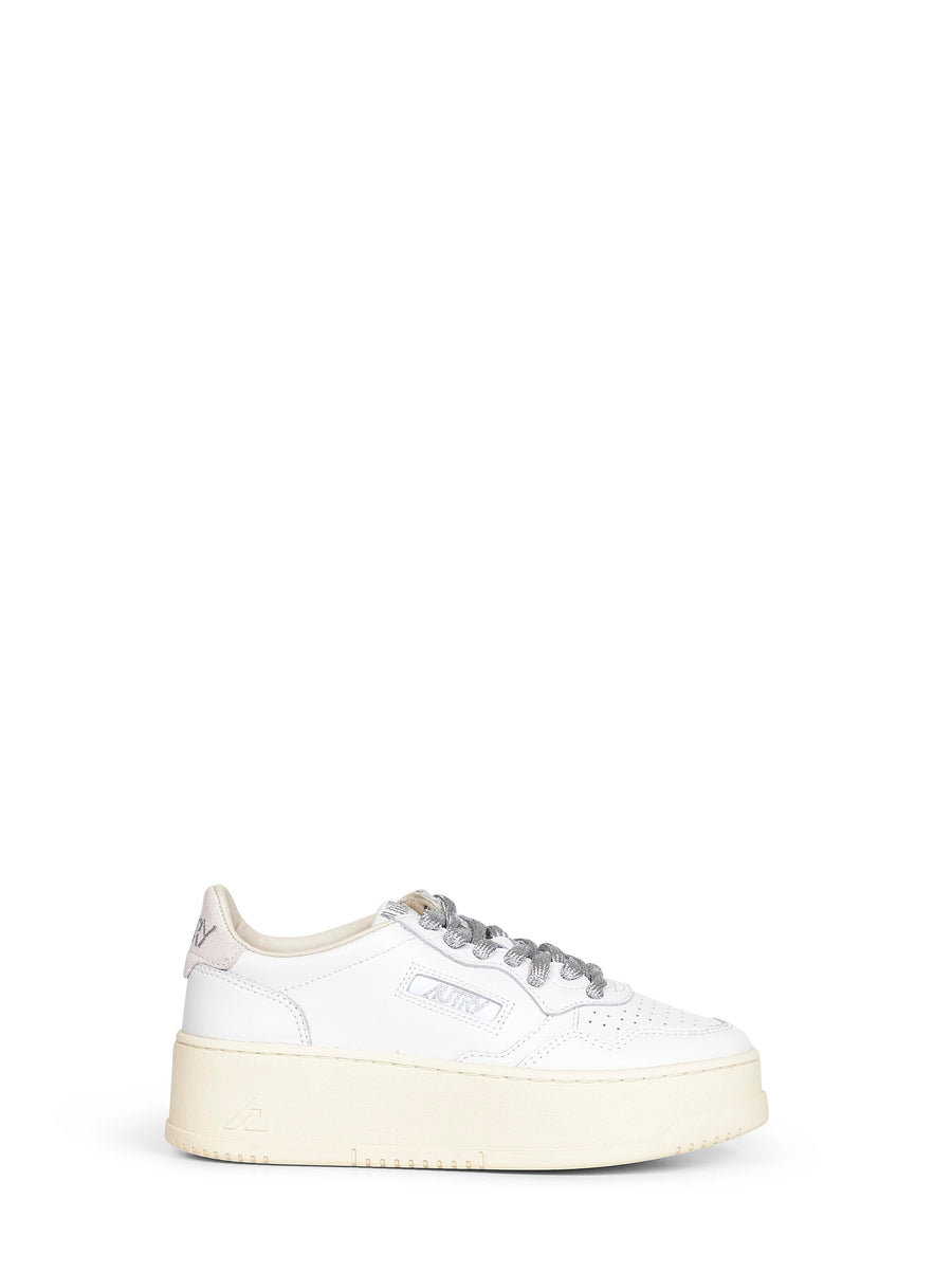 White Leather Platform Sneakers Furs & Skins - Calf Trainers