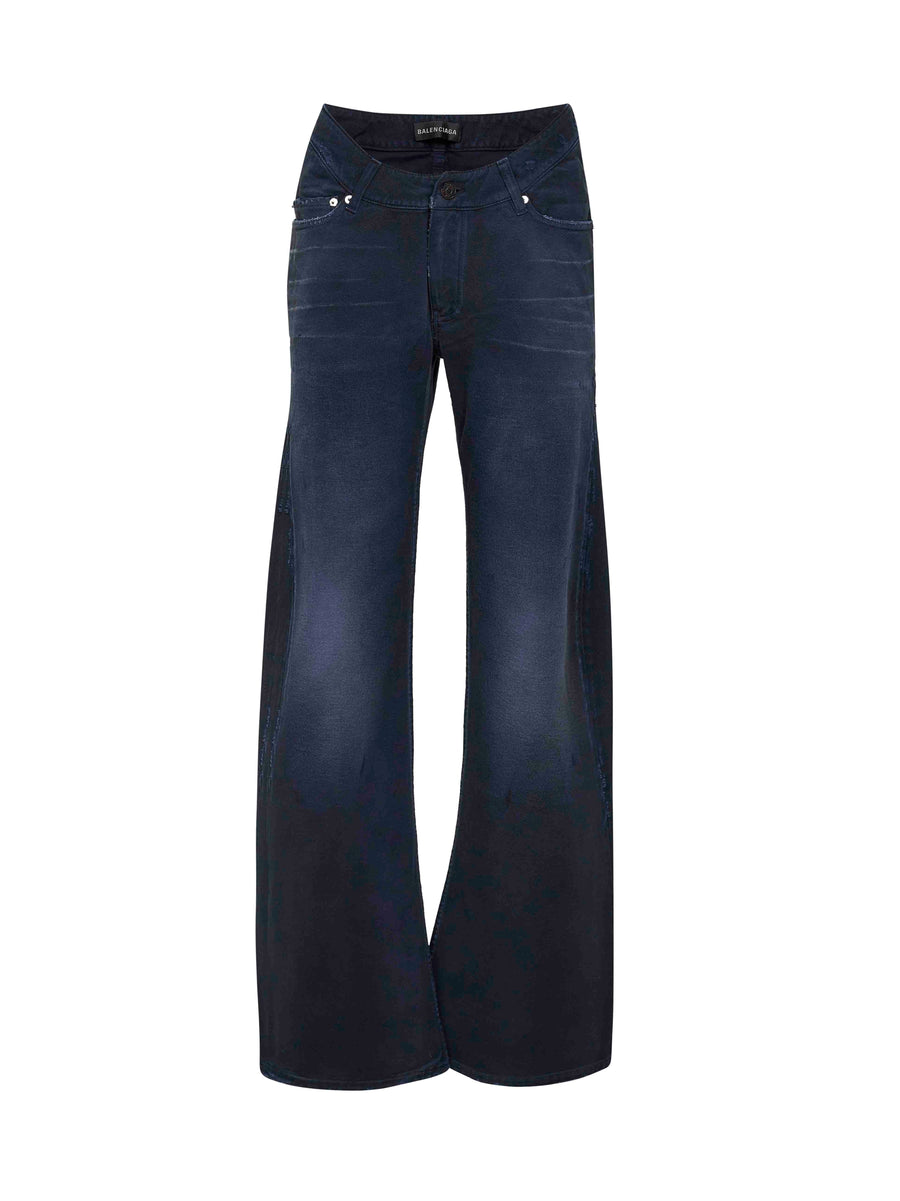 Blue Cotton Denim Curved Waist Jeans Natural (veg) -