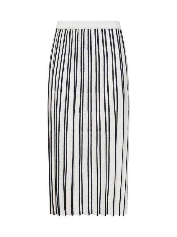 Pleated Midi Skirt Ivory-Black Ivory/black Virgin Wool