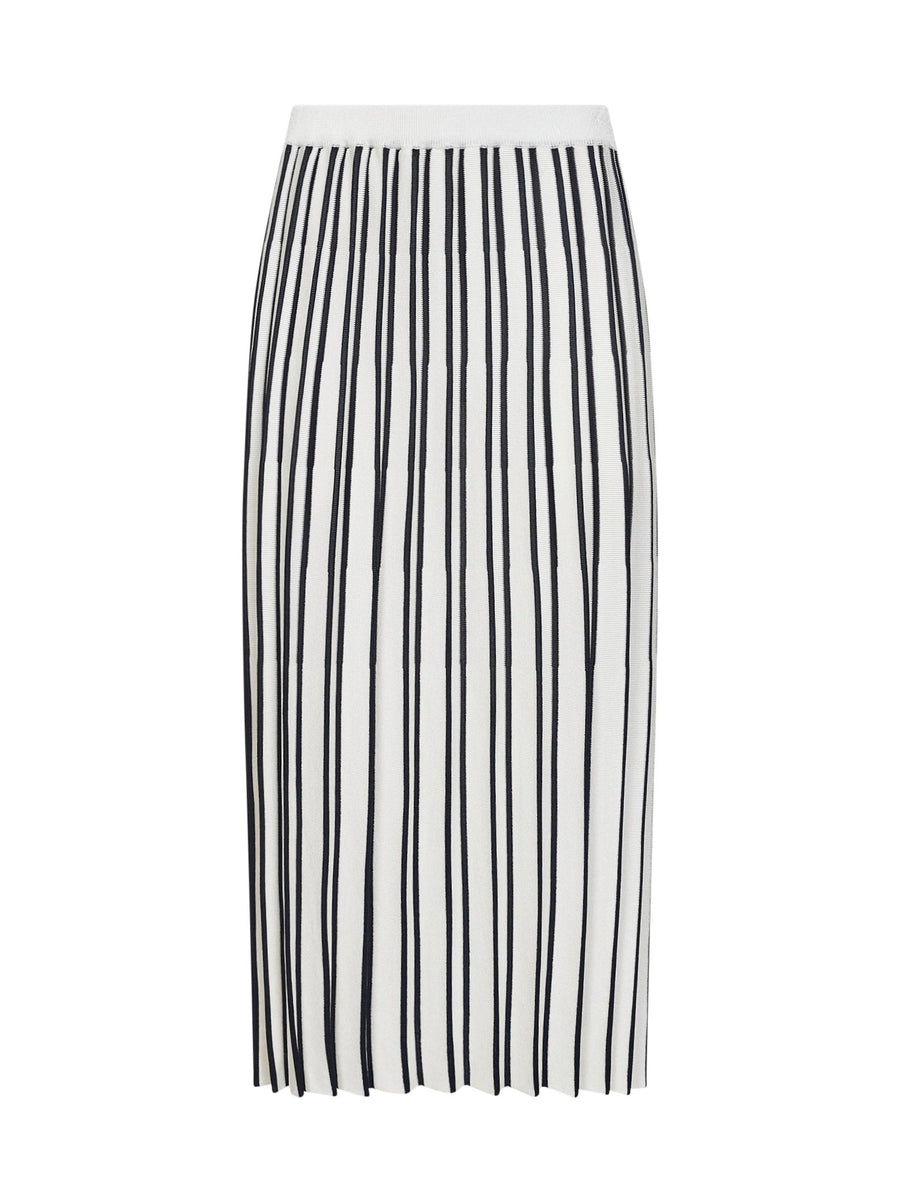 Pleated Midi Skirt Ivory-Black Ivory/black Virgin Wool
