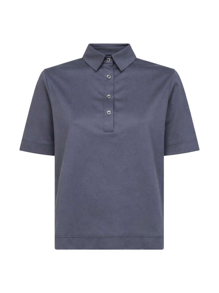 Polo Shirt Grey Cotton Tops