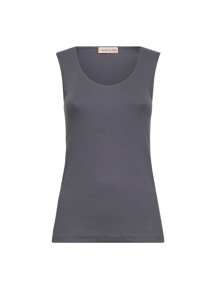 Tank Top Ribbed Jersey Grey Polyamide