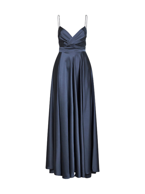 Long Dress Lead Grey Satin Polyester