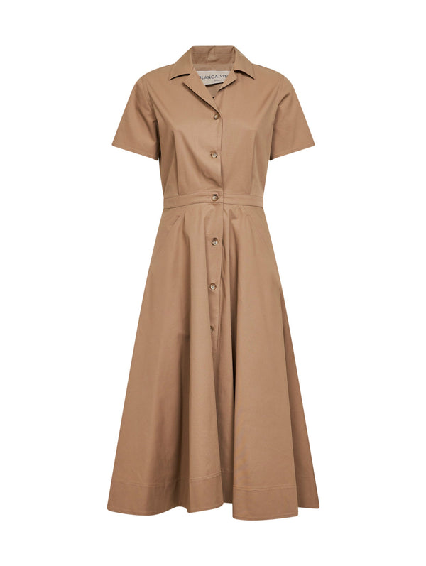 Midi Shirt Dress Alga Camel Cotton