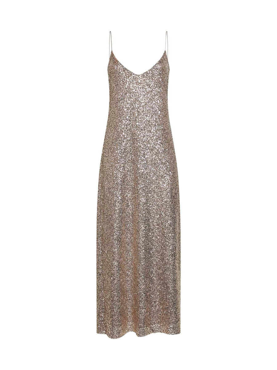 Slip Dress Alytea Gold Sequin Polyester