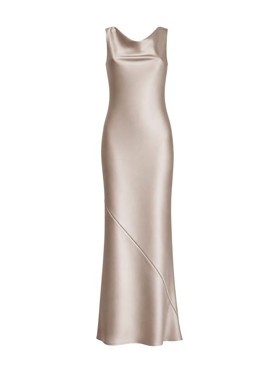 Dress Anjea Chalk Satin Beige Polyester