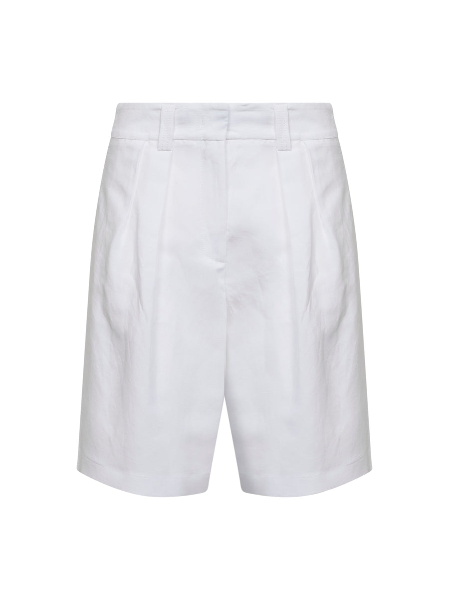 Bermuda Shorts Belsik White Viscose-Linen