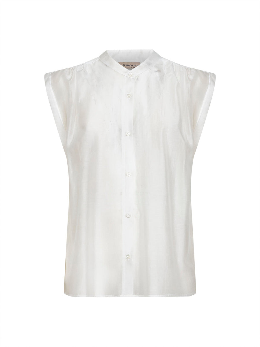 White Voile Calicia Sleeveless Shirt Cupro