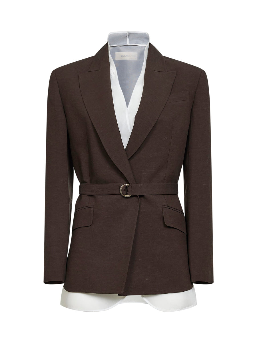 Belted Blazer Goody Mocha Brown Viscose Jacket