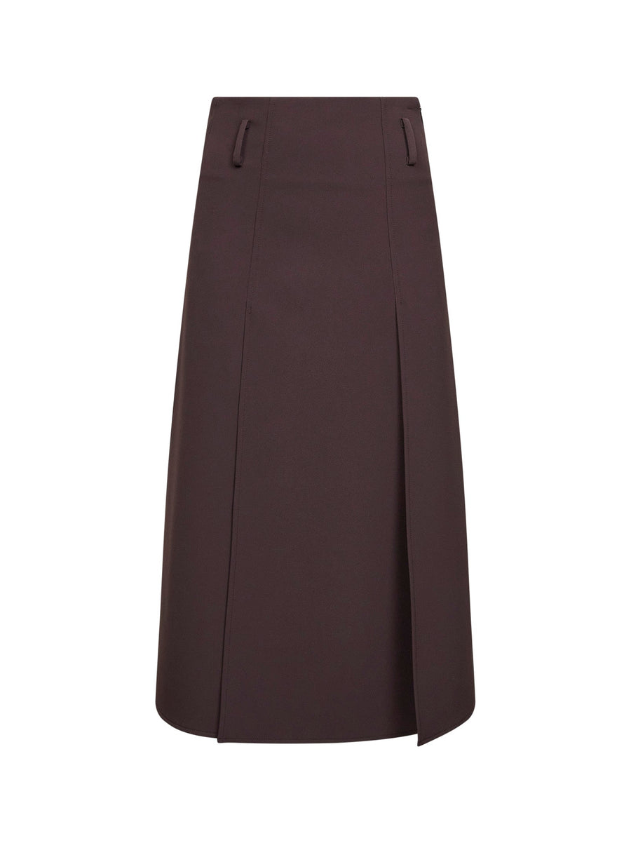 Dark Brown Jersey Paneled Midi Skirt Polyester