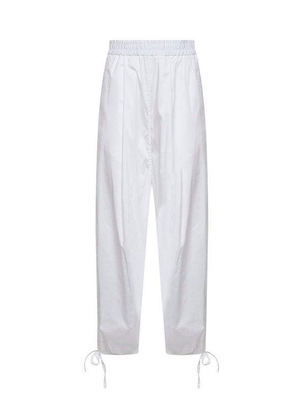 White Technical Poplin Cargo Trousers Cotton