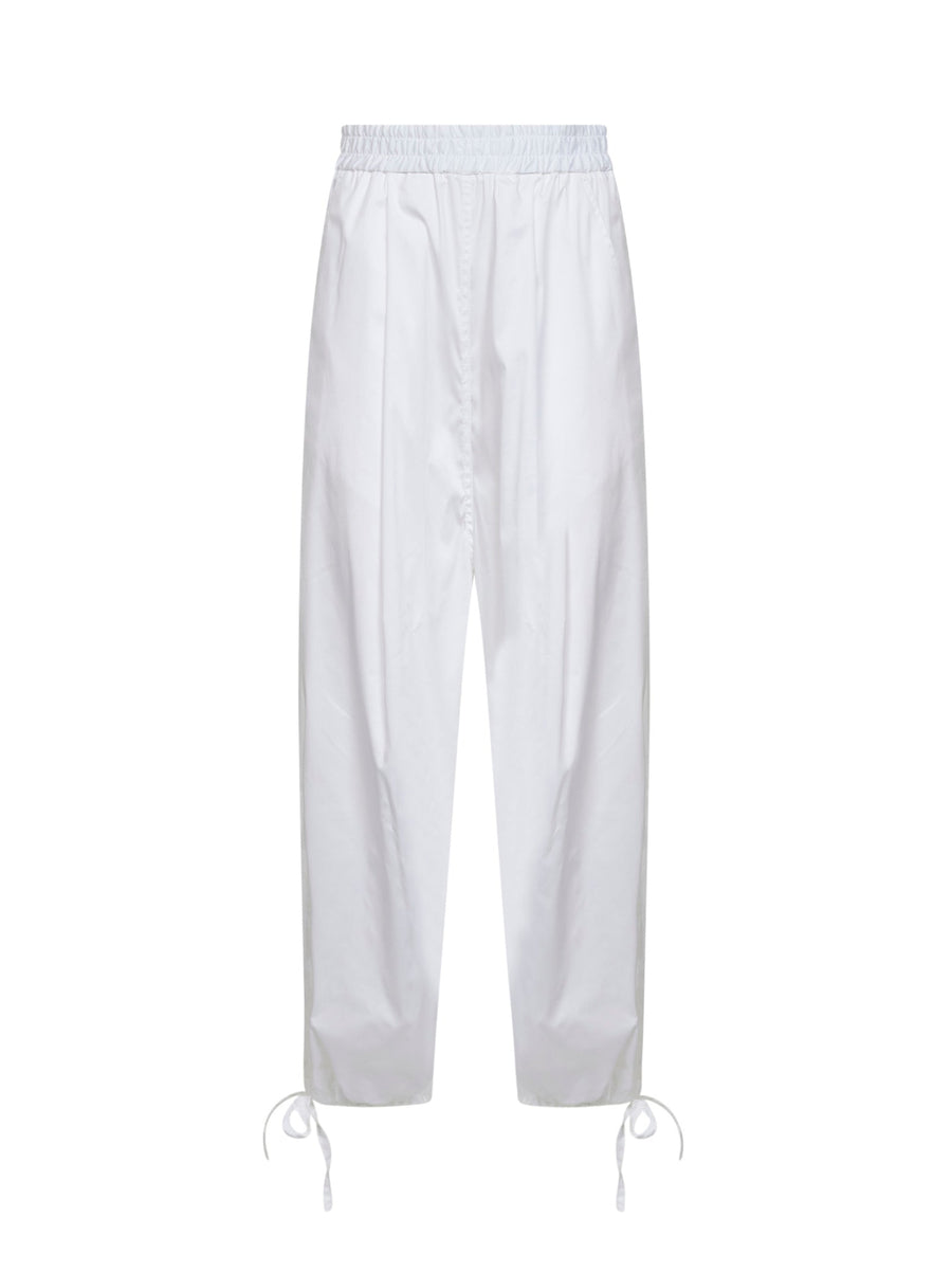 White Technical Poplin Cargo Trousers Cotton