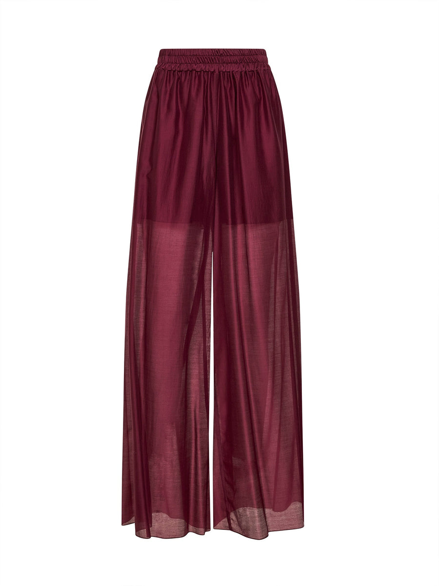 Burgundy Voile Prizzi Wide-Leg Trousers Cupro
