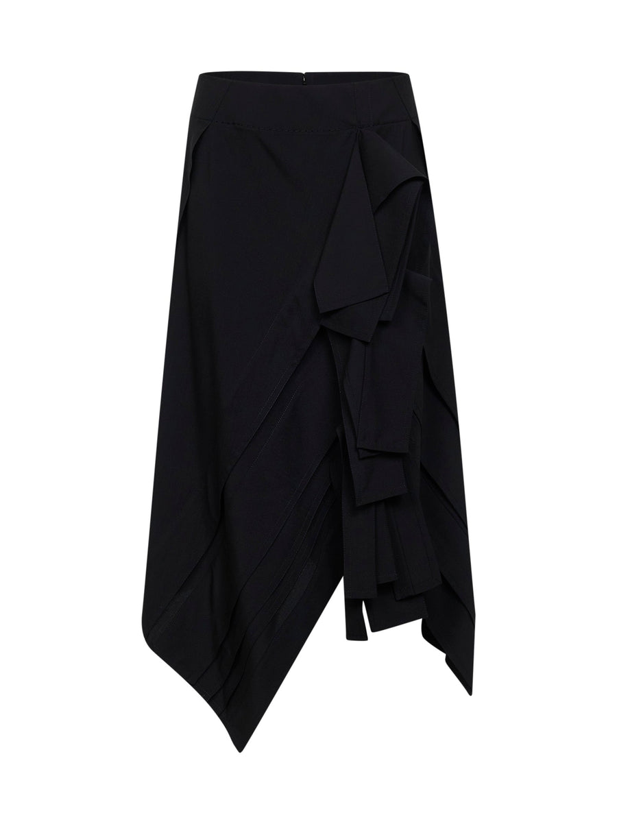 Midi Skirt Wool Black