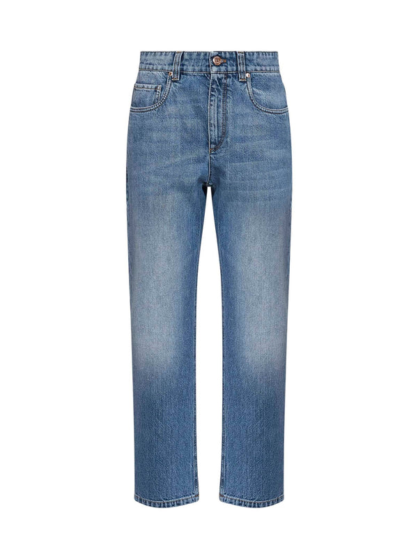 Jeans Retro Blue Denim Cotton