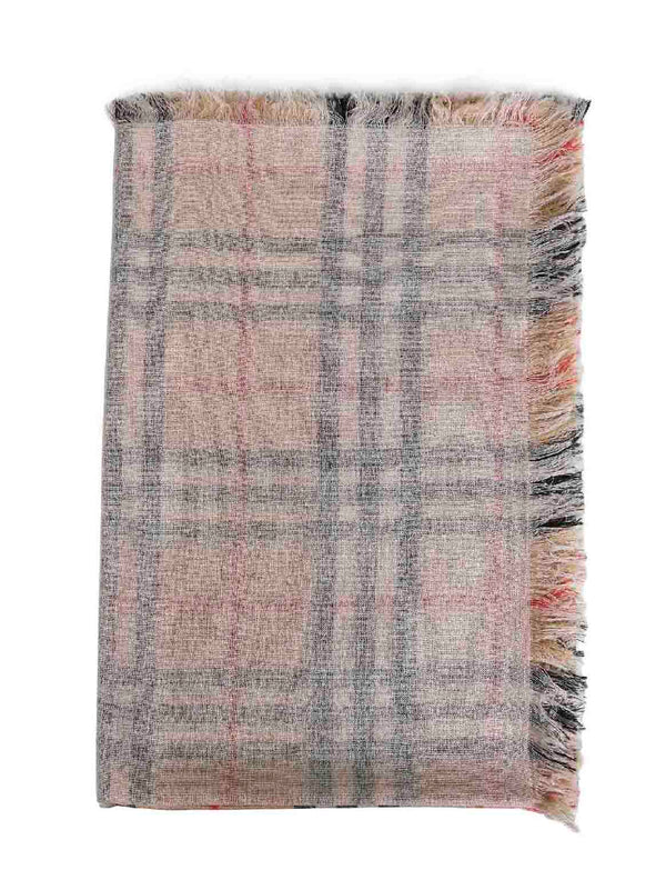 Archive Beige Check Silk And Wool Scarf