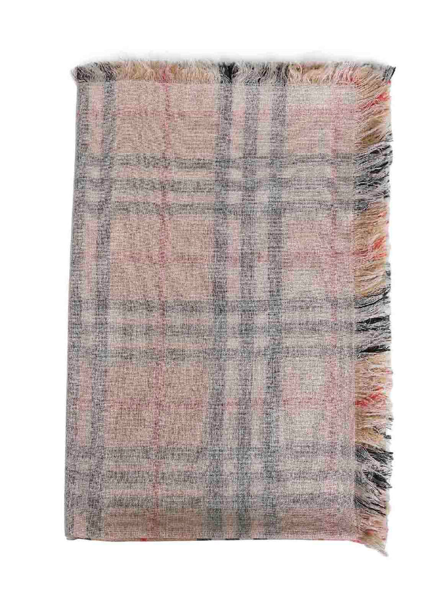 Archive Beige Check Silk And Wool Scarf