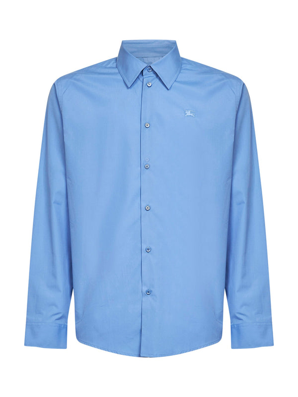 Cotton Poplin Embroidered Shirt Light Blue