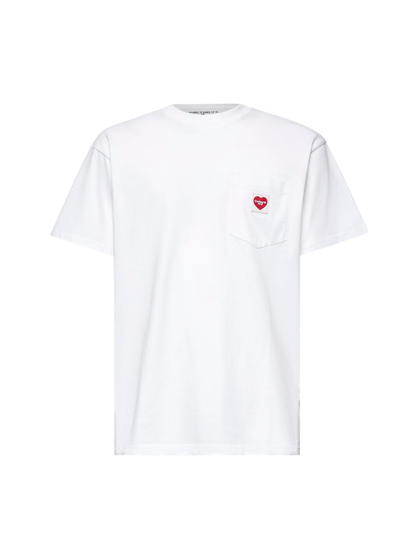 White Cotton S-S Pocket Heart T-Shirt T-shirts