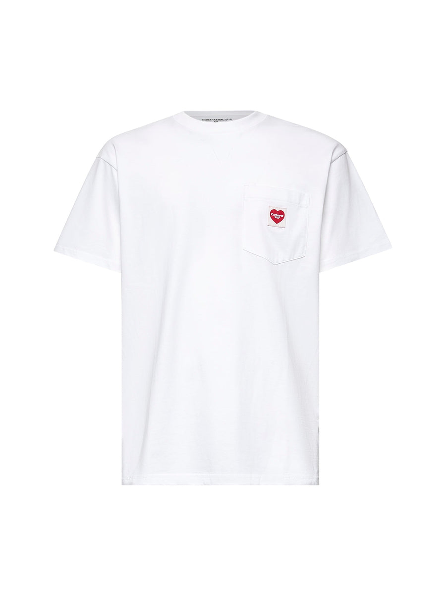 White Cotton S-S Pocket Heart T-Shirt T-shirts