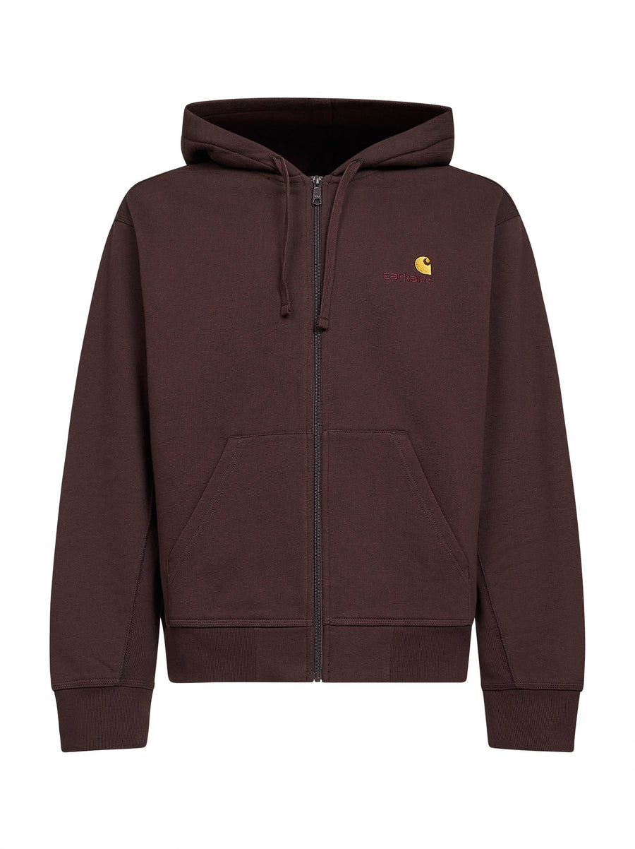 Brown Hooded Zip-Up Hoodie Cotton Sweatshirts