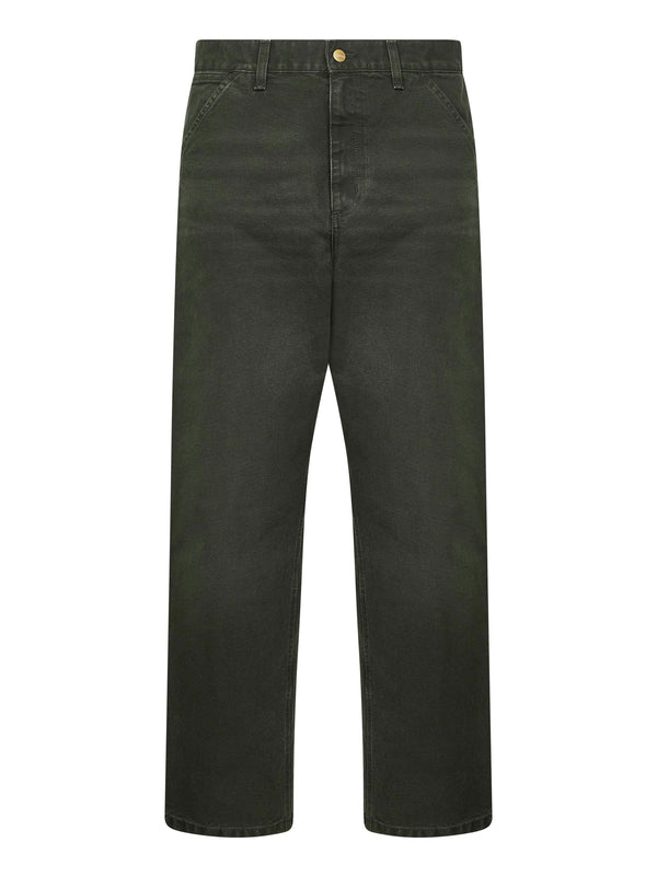 Green Single Knee Trousers Cotton