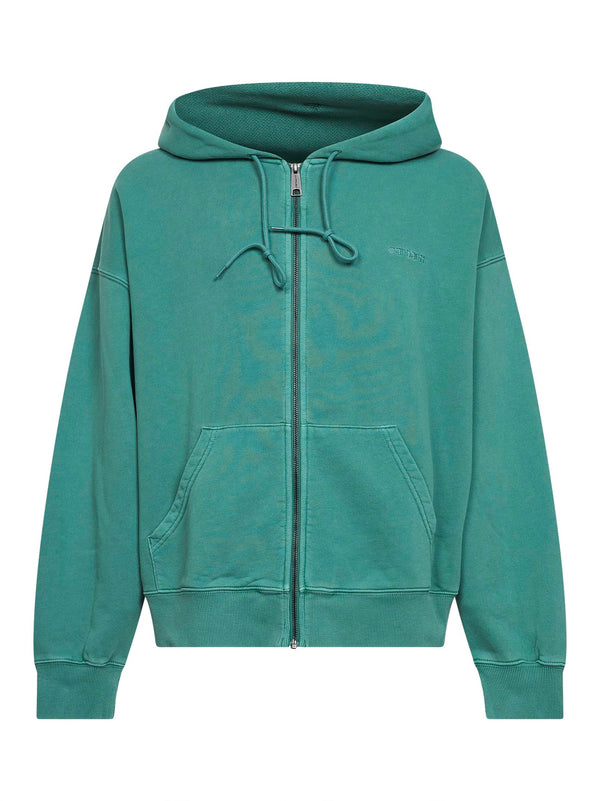 Hooded Sweat Jacket Lily Benton Green Cotton Sweatshirts