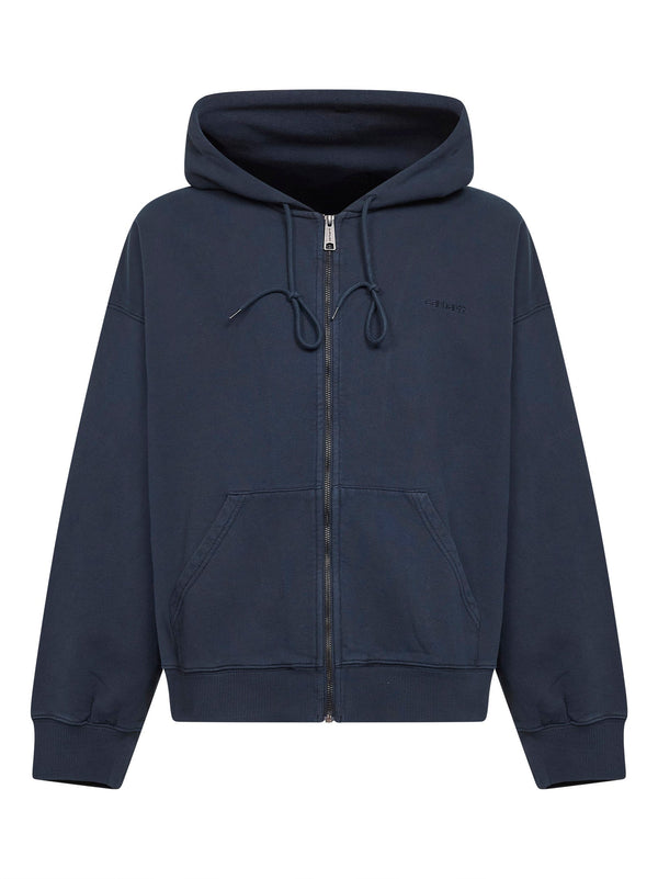 Hooded Sweat Jacket Benton Blue Cotton Sweatshirts