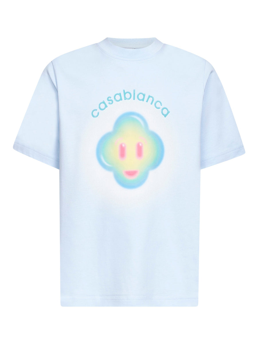 Light Blue Airbrush Smiley T-Shirt Cotton T-shirts