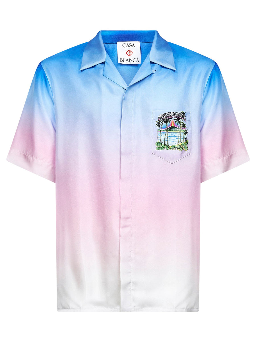 Printed Silk Twill Volcano Gradient Shirt