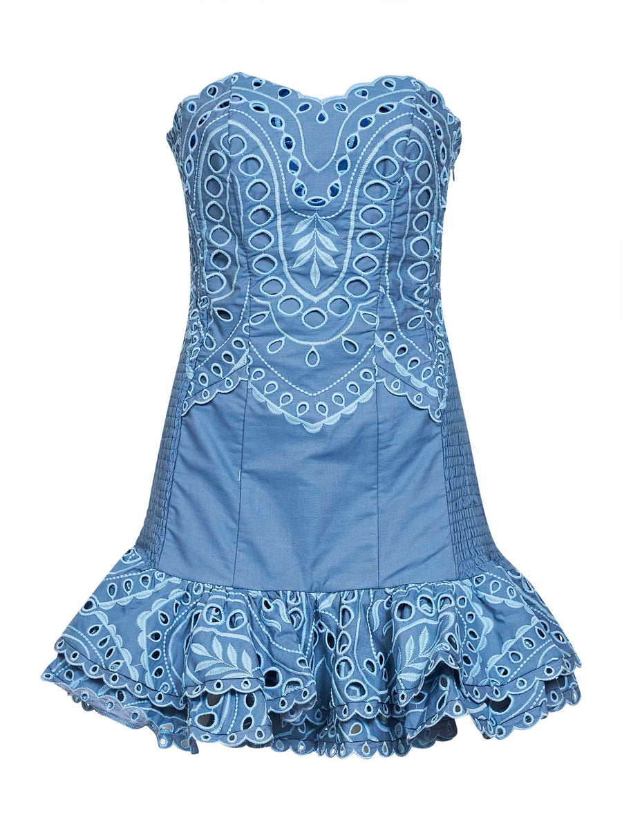 Mini Bustier Dress Salty Light Blue Cotton