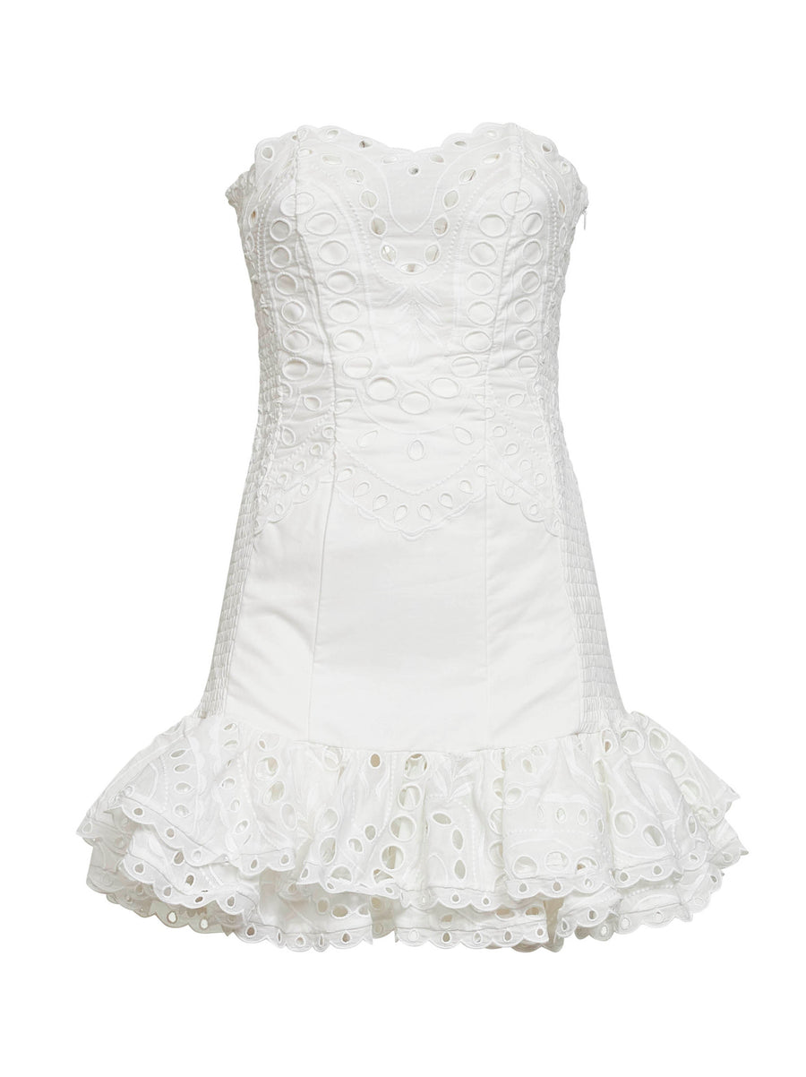 Mini Bustier Dress Salty White Cotton