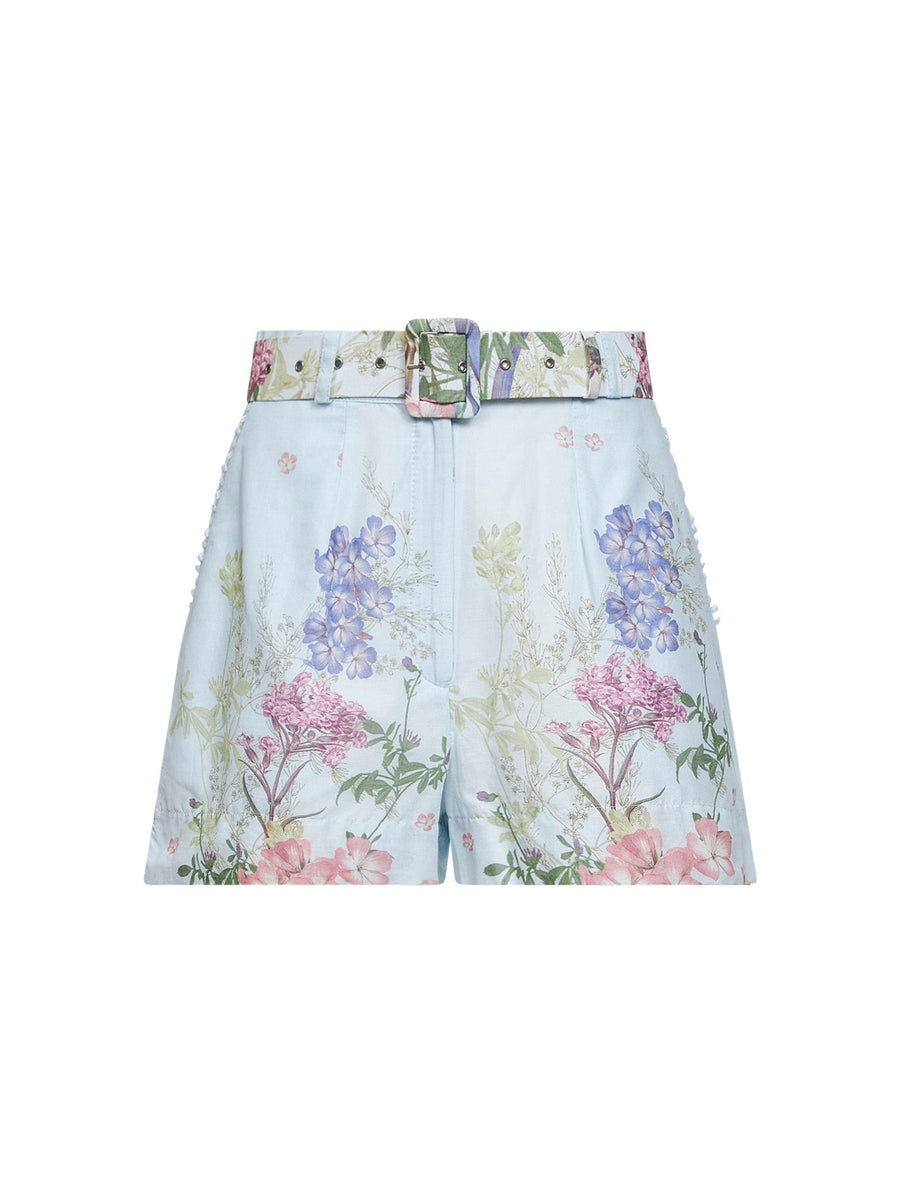 Shorts Pansy Light Blue Cotton