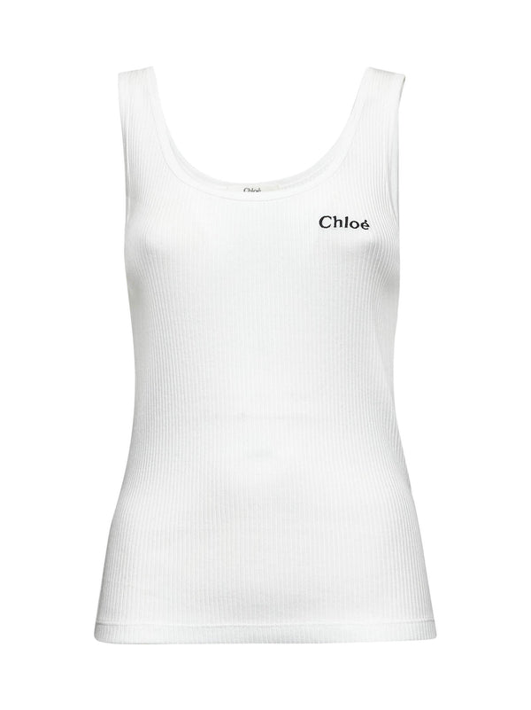 Cotton Ribbed Tank Top White