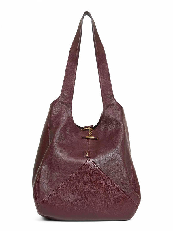 Burgundy Balloon Shoulder Bag Buffalo Leather