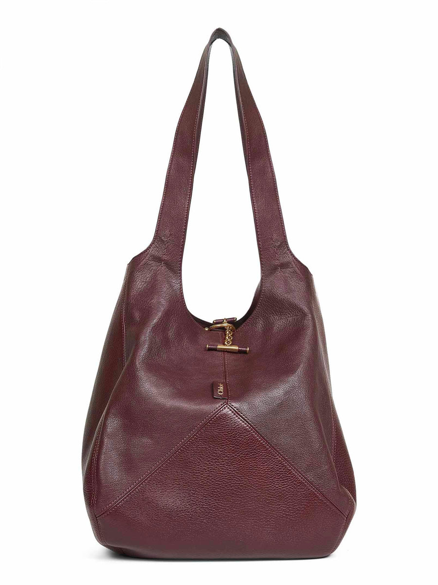 Burgundy Balloon Shoulder Bag Buffalo Leather