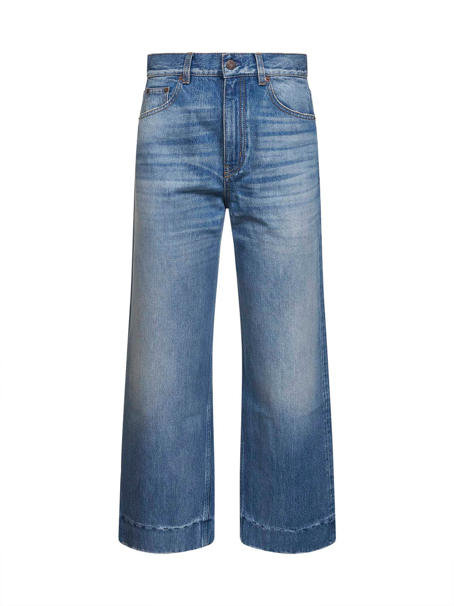 Dream Blue High-Rise Cropped Jeans Cotton