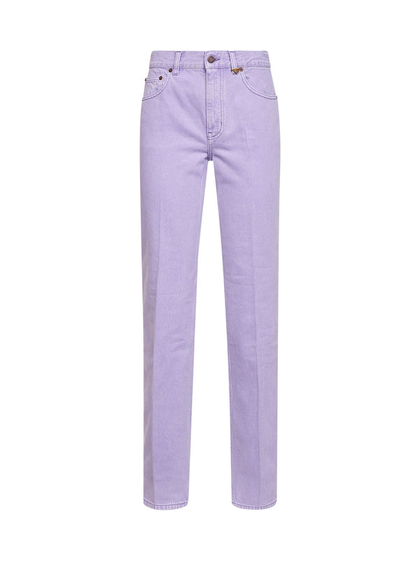 Straight Denim Jeans Lavender Fog Purple Cotton