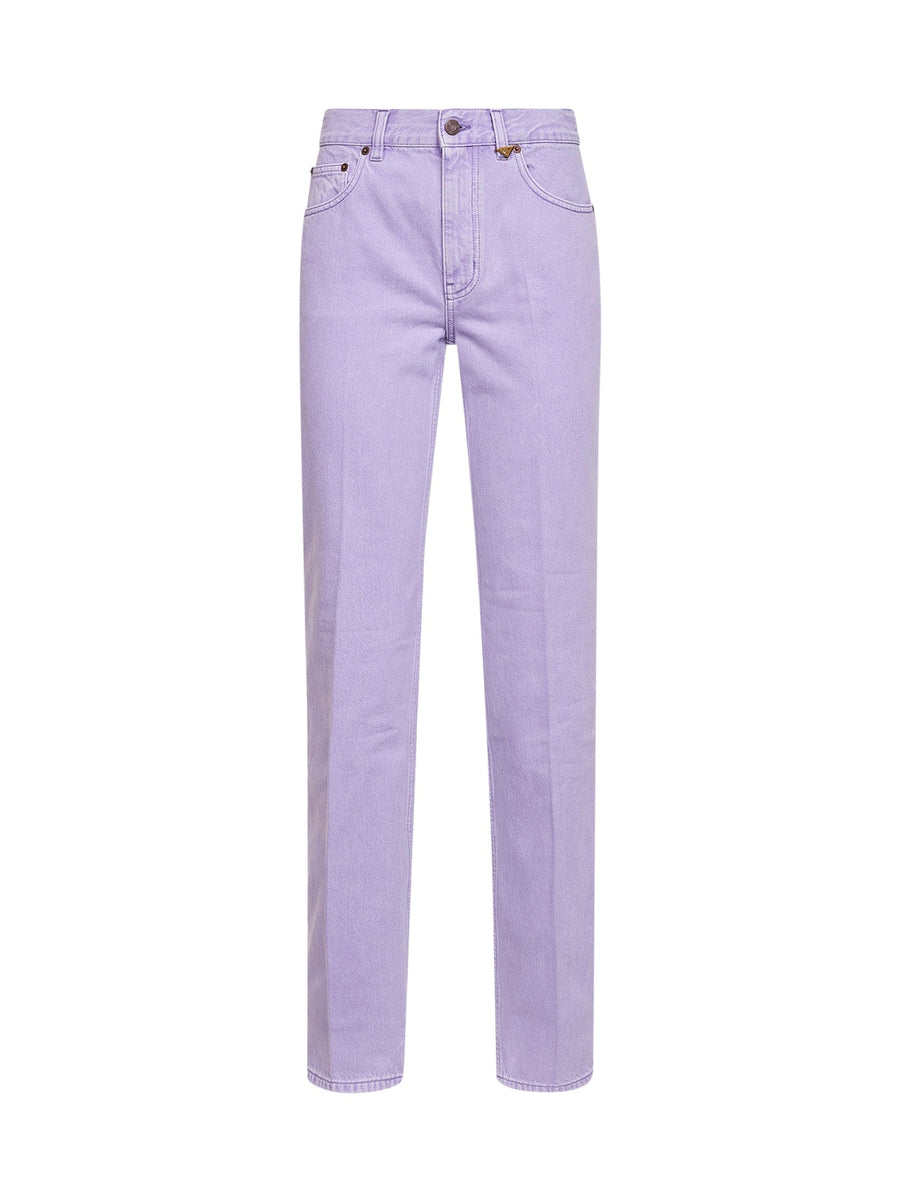 Straight Denim Jeans Lavender Fog Purple Cotton
